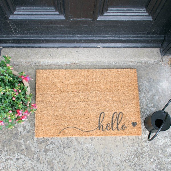 Tappeto in cocco naturale grigio, 40 x 60 cm Hello Scribble - Artsy Doormats-image-1