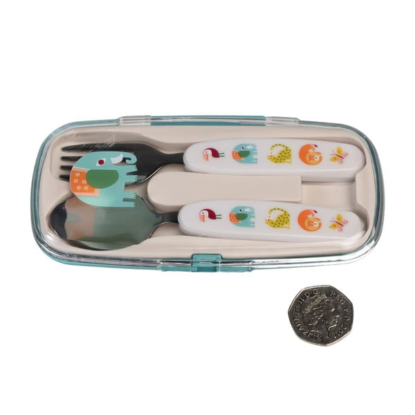 Posate per bambini color crema in acciaio inox 2 pz Wild Wonders – Rex London-image-2