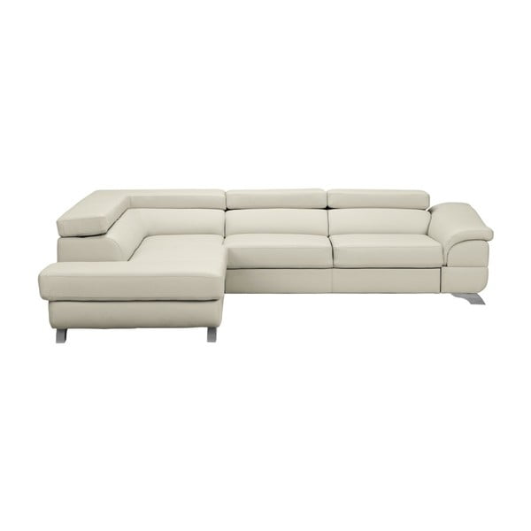 Divano letto angolare Gamma in similpelle beige con contenitore, angolo sinistro - Windsor & Co Sofas