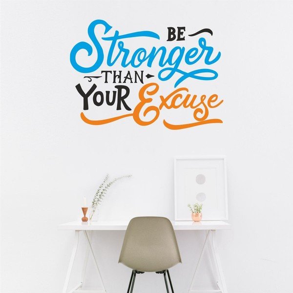 Adesivo murale blu-arancio Motto V47 - North Carolina Scandinavian Home Decors