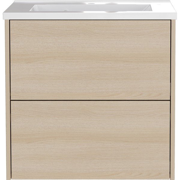 Mobile da lavabo di colore naturale con effetto rovere da appendere 61x61 cm Bodera – Germania-image-2