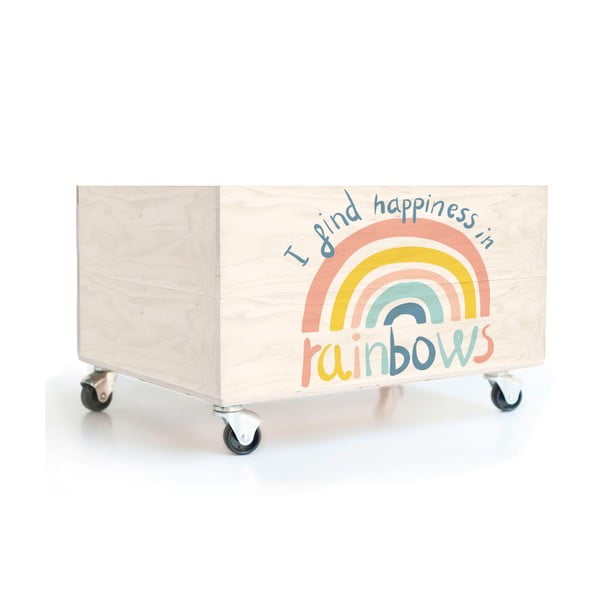 Contenitore per bambini in pino su ruote Rainbow - Folkifreckles