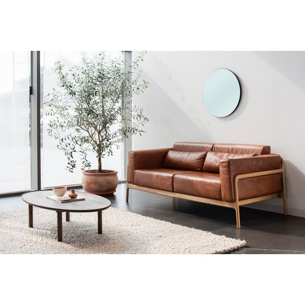 Tavolino da salotto marrone in rovere massiccio 65x120 cm Mu – Gazzda-image-1