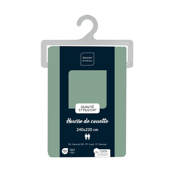 Copripiumino verde in cotone per letto matrimoniale/per letto esteso 240x220 cm Lina – douceur d'intérieur-image-2