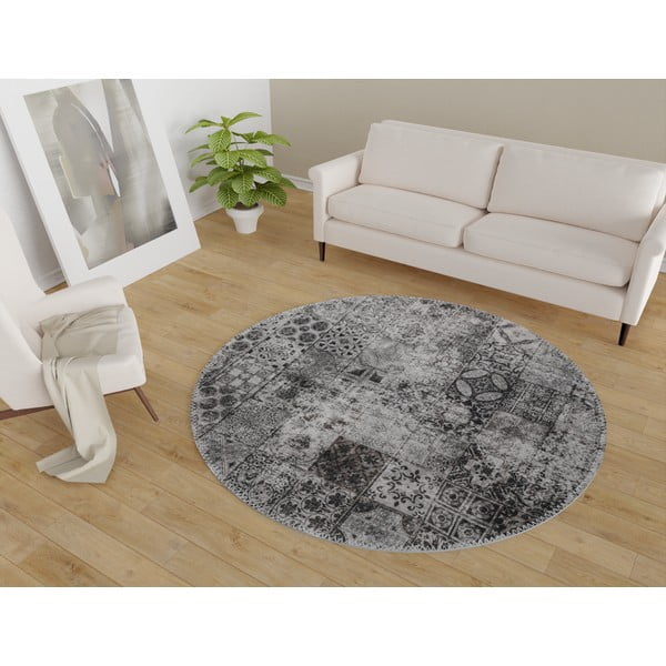 Tappeto rotondo lavabile grigio ø 120 cm - Vitaus-image-1
