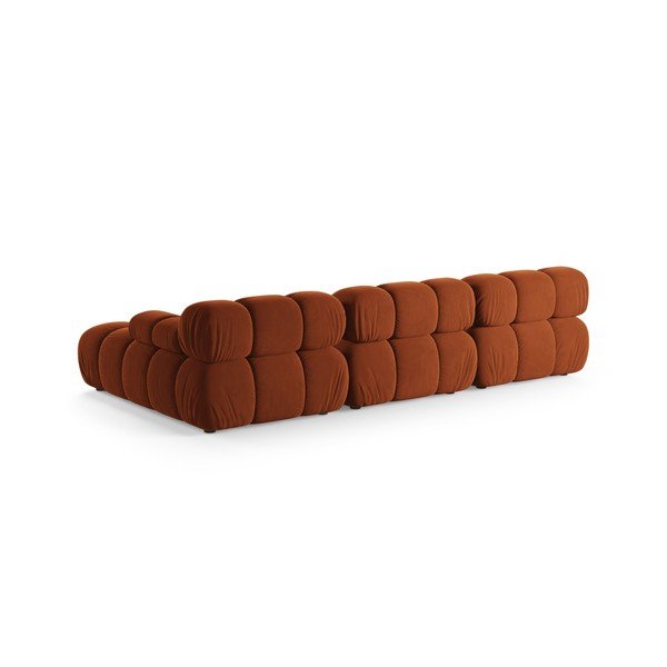 Divano angolare componibile color terracotta (con penisola a destra/con chaise lounge) con rivestimento in velluto – Micadoni -image-3