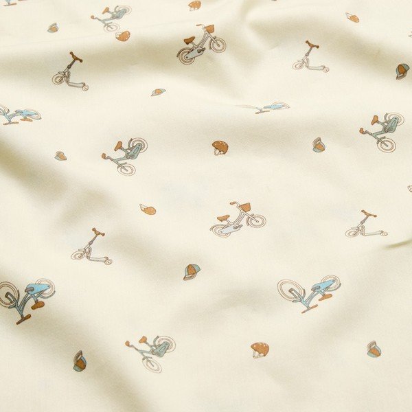 Set copripiumino e federa da bambini giallo chiaro in cotone organico per letto singolo 140x200 cm Bicycles – Cam Cam Copenhagen-image-1