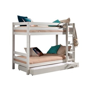 Letto a castello bianco in legno di pino con spazio di archiviazione PINO - Vipack