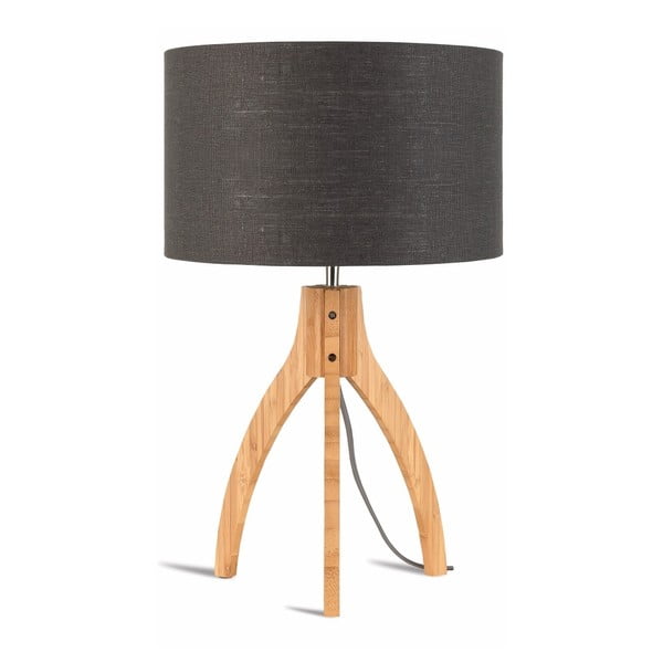 Lampada da tavolo con paralume grigio scuro e struttura in bambù Annapurna - Good&Mojo