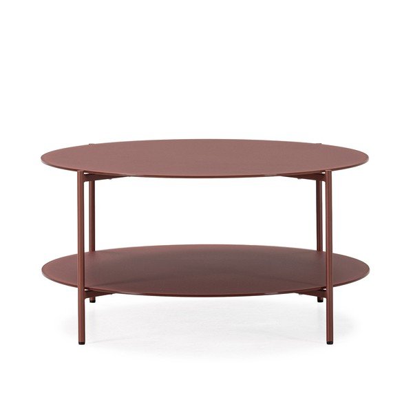 Tavolino da salotto rotondo color terracotta con piano in vetro ø 83 cm Davi – MOME-image-3