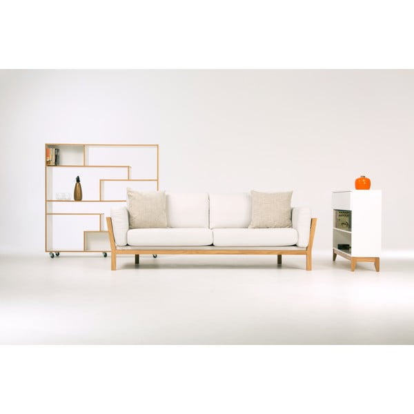 Libreria bianca con bordo in legno 140x143 cm Southbury - Woodman-image-1