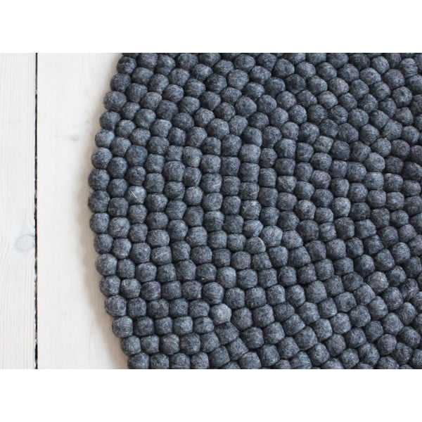 Tappeto in lana antracite, ⌀ 140 cm Ball Rugs - Wooldot