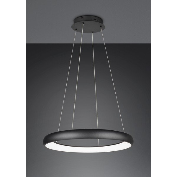Lampadario nero opaco a LED dimmerabile con paralume in metallo ø 75 cm Cardona - Trio-image-2