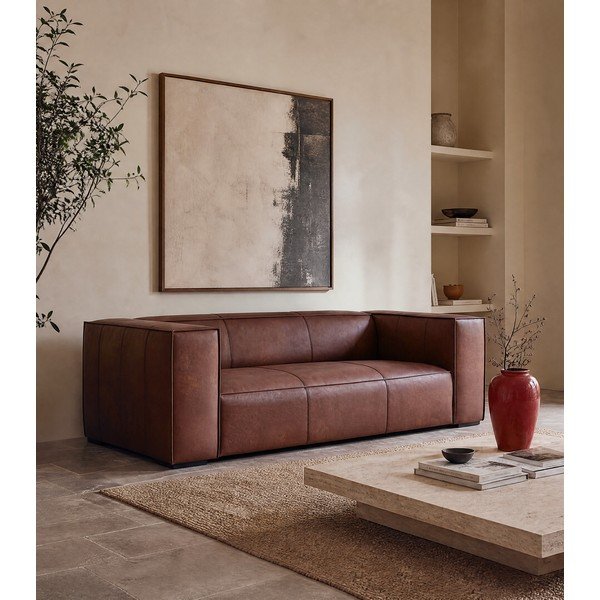 Divano in pelle marrone cognac 227 cm Madame - Windsor & Co Sofas-image-1