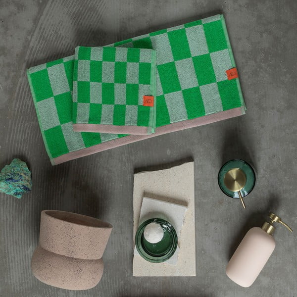 Asciugamani verdi in cotone biologico in set da 2 40x55 cm Retro - Mette Ditmer Denmark-image-4