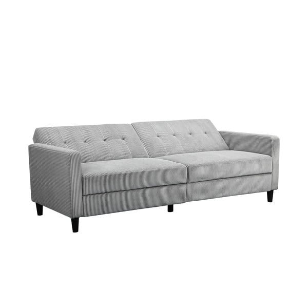 Divano letto in velluto a coste grigio chiaro 82 cm Hartford - Støraa-image-2