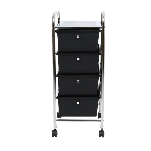 Scaffale mobile in plastica nero-argento 33x79 cm - Premier Housewares-image-3