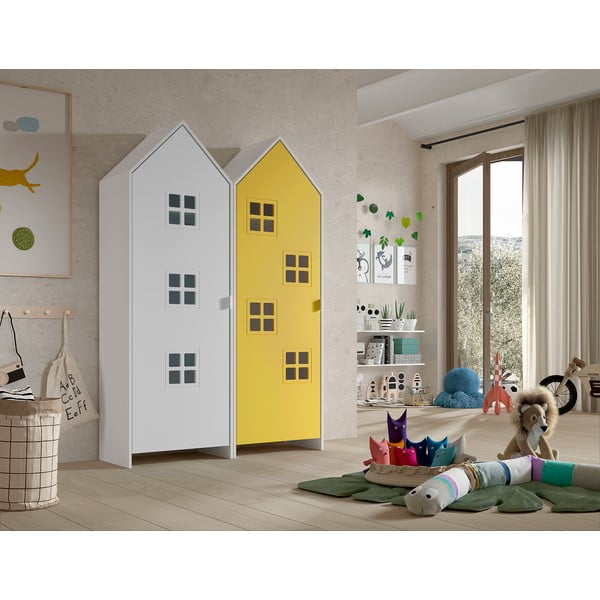 Armadio per bambini giallo e bianco 115x171,5 cm CASAMI BRUGES - Vipack-image-1