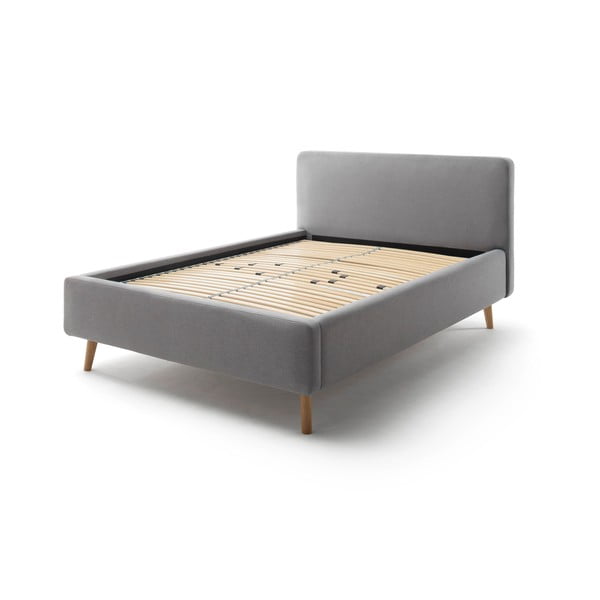 Letto matrimoniale imbottito grigio con contenitore con rete inclusa 140x200 cm Mattis – Meise Möbel-image-2