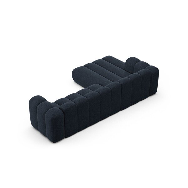 Divano angolare blu scuro (con penisola a sinistra/con chaise lounge) con rivestimento in ciniglia Lupine – Micadoni -image-3