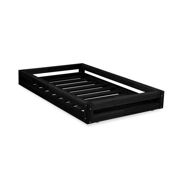 Set di cassetti neri sotto il letto e 4 gambe allungate, per letto 90 x 160 cm - Benlemi-image-1