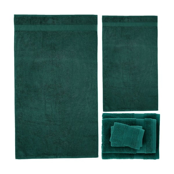 Set di asciugamani per viso e corpo tipo terry verde scuro in cotone 6 pz Anti-Bacterial – Catherine Lansfield-image-2