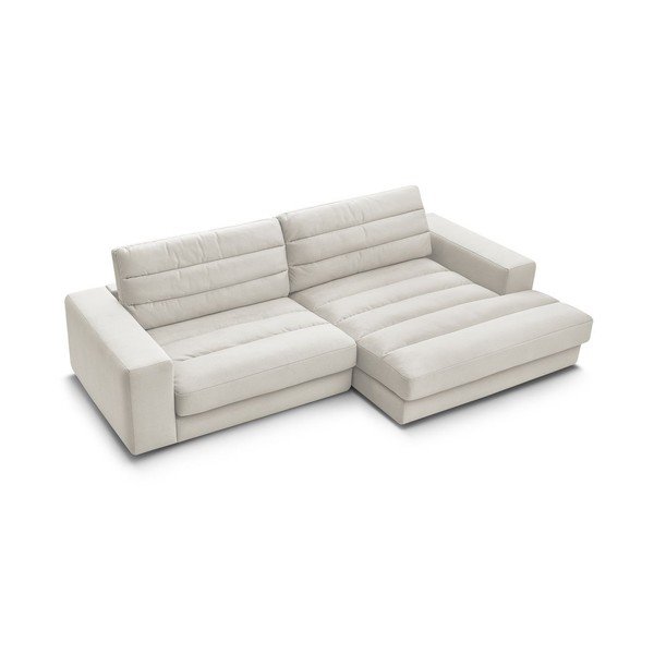 Divano angolare beige (con penisola a destra/con chaise lounge) con rivestimento in velluto Sierra – Bobochic Paris-image-4