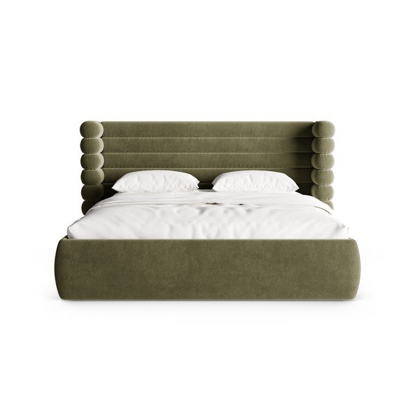 Letto matrimoniale imbottito verde con contenitore con rete inclusa 160x200 cm Mount – Micadoni -image-4