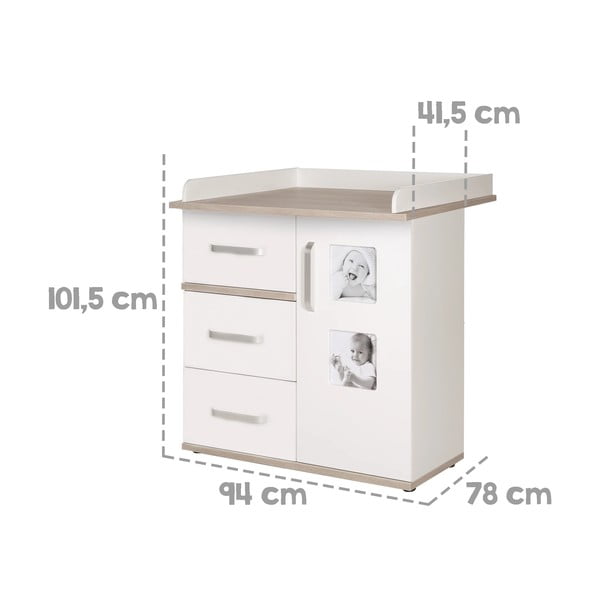 Cassettiera alta bianca in olmo con fasciatoio 94x102 cm Moritz - Roba-image-1