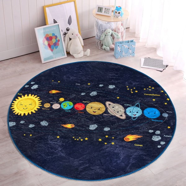 Tappeto per bambini in blu scuro ø 100 cm Comfort – Mila Home-image-2