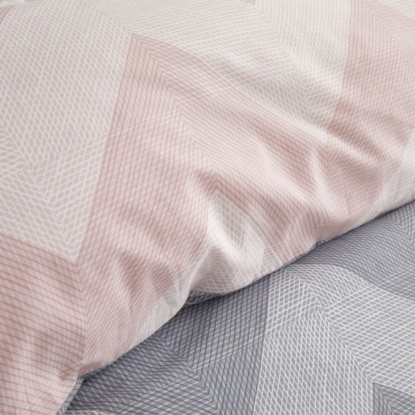 Biancheria da letto rosa-grigio 200x200 cm Chevron Geo - Catherine Lansfield-image-2