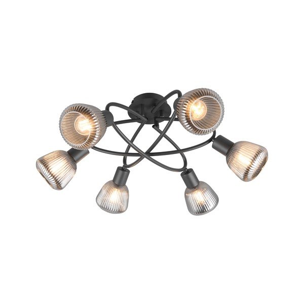 Lampada da soffitto nera con paralume in vetro Tarifa - Trio-image-2