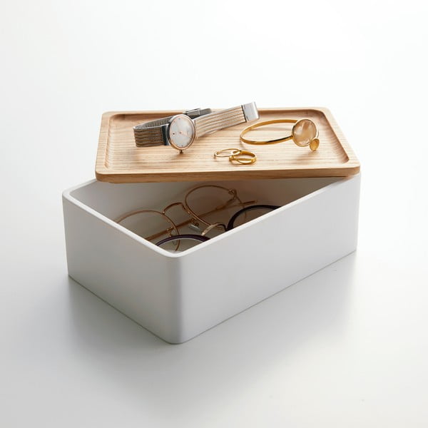 Scatola con coperchio bianca 18,5x12,5x7 cm Rin – YAMAZAKI-image-2