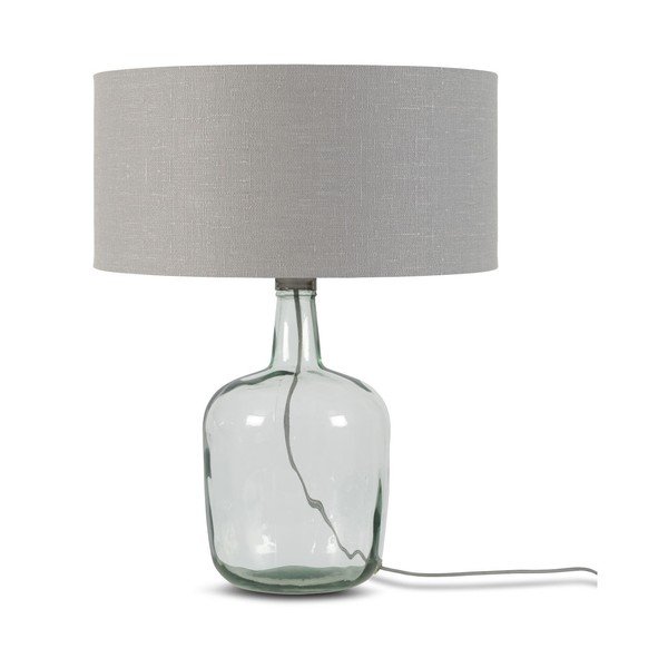 Lampada da tavolo con paralume grigio chiaro e struttura in vetro riciclato di Murano, ⌀ 47 cm - Good&Mojo