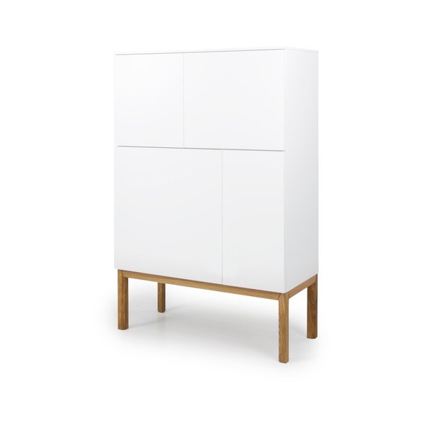 Cassettiera bianca a quattro ante con gambe in rovere , 92 x 138 cm Patch - Tenzo-image-2