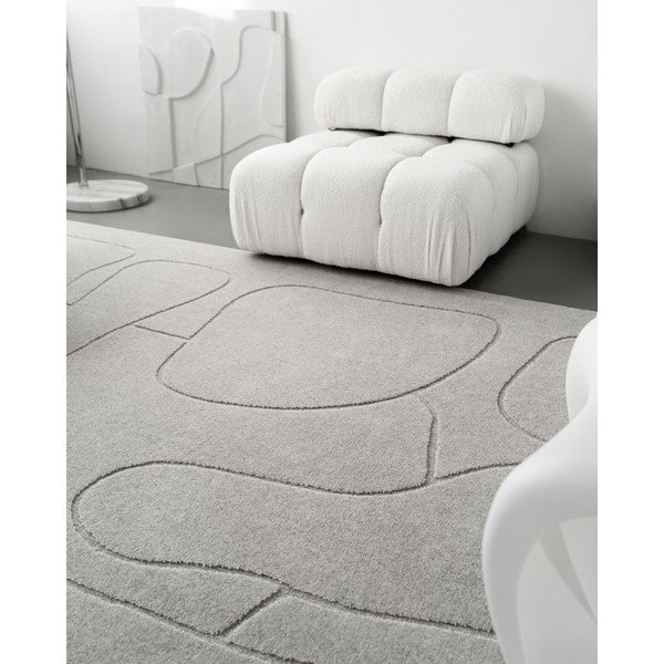 Tappeto in lana grigio chiaro 160x230 cm Morphic - Agnella-image-3