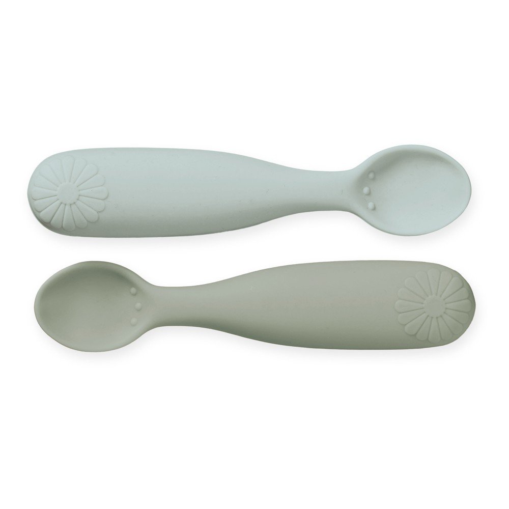Set di cucchiai da bambini color kaki/azzurro in silicone 2 pz Olive Mix – Cam Cam Copenhagen | Posate per bambini
