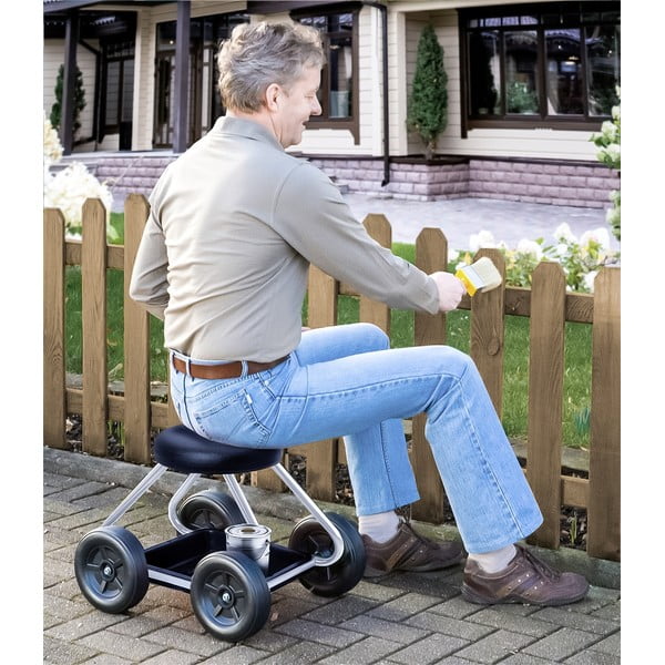 Sgabello da giardino nero e grigio Secura - Maximex-image-2