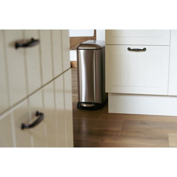 Cestino per la spazzatura color argento opaco in acciaio inox con pedale 12 l Design – Wenko-image-1