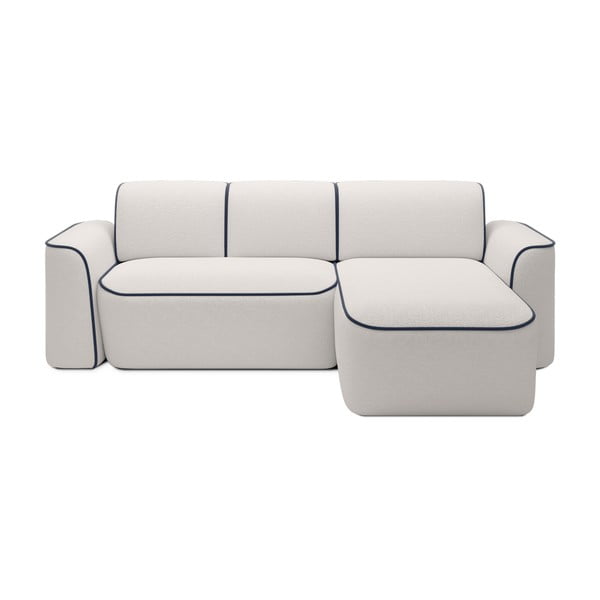 Divano angolare blu/color crema (con penisola a destra/con chaise lounge) e rivestimento in bouclé Ume – ELTAP