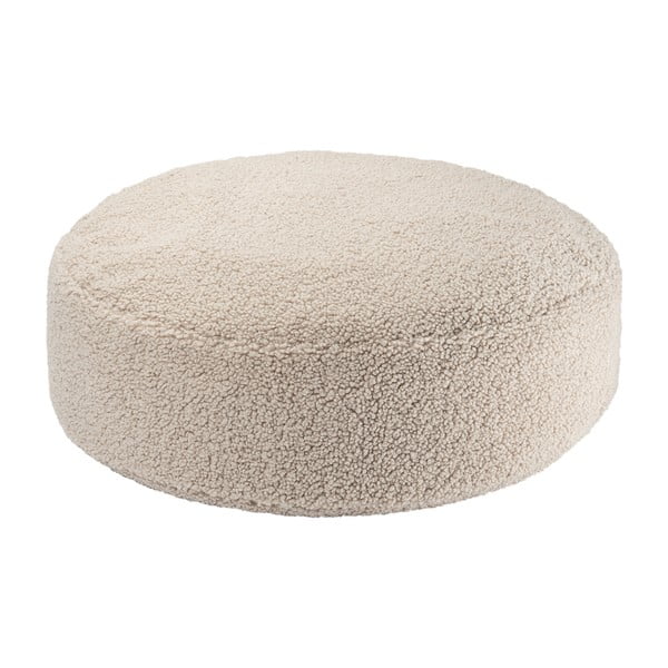 Pouf a sacco per bambini marrone chiaro con rivestimento in bouclé Round – Wigiwama
