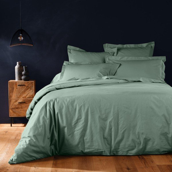 Copripiumino verde in cotone per letto matrimoniale/per letto esteso 240x220 cm Lina – douceur d'intérieur-image-1