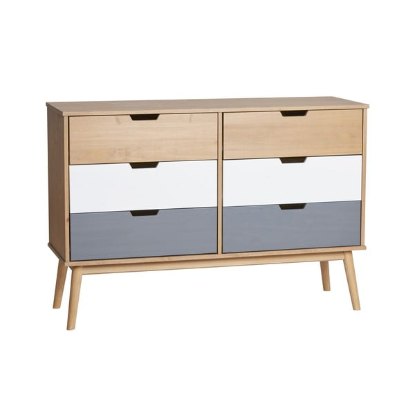 Cassettiera in legno di pino massiccio, larghezza 120 cm Cusco - Marckeric-image-4