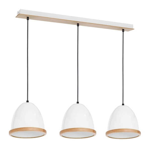 Lampada a sospensione bianca con dettagli in legno Tres Studio - Homemania