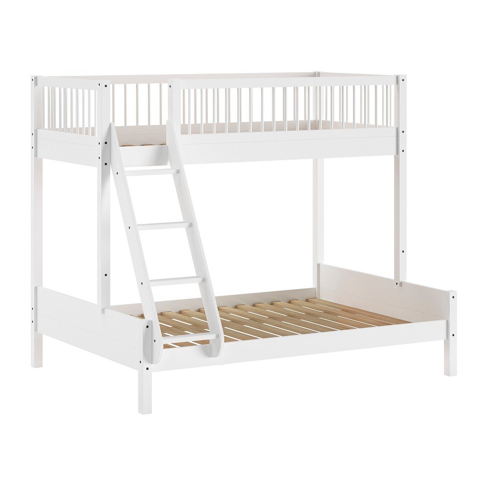 Letto da bambini a castello bianco in faggio massiccio con rete inclusa 140x200/90x200 cm Forrest – Vipack | Letti per bambini