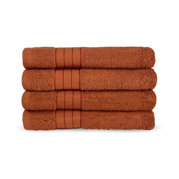 Asciugamani in spugna di cotone color mattone in set da 4 50x100 cm - Good Morning