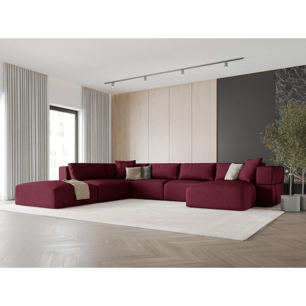 Divano a U angolare bordeaux, angolo sinistro Esther - Milo Casa-image-1