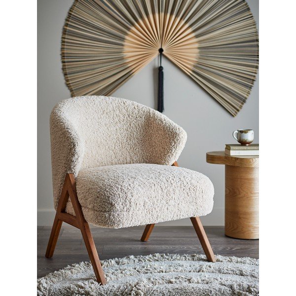 Poltrona beige con rivestimento in ciniglia Camino – Bloomingville-image-1