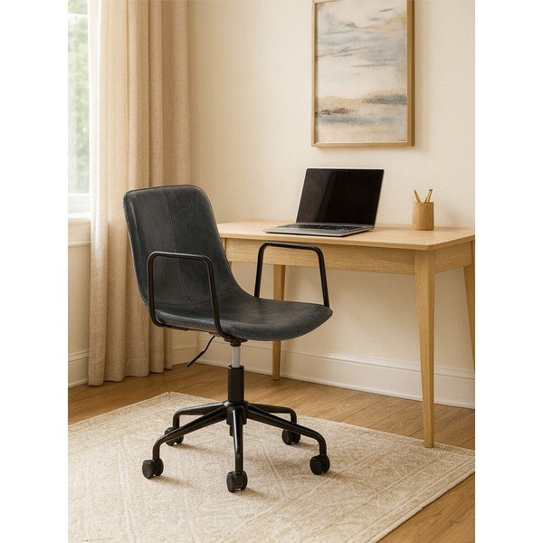 Sedia da ufficio grigio scuro in similpelle Branson – Premier Housewares-image-1