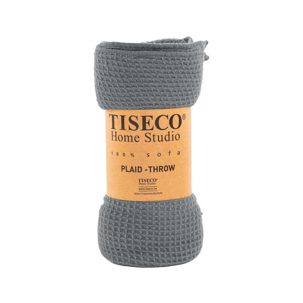 Copriletto Mini Waffle grigio, 130 x 170 cm - Tiseco Home Studio